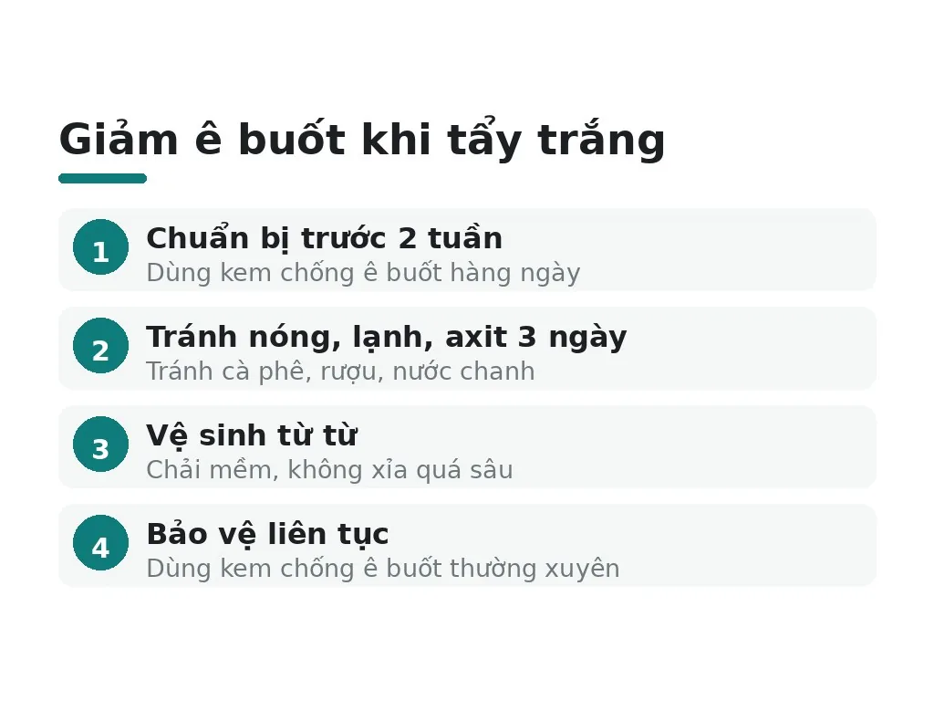 Làm gì để giảm ê buốt trước và sau tẩy trắng?