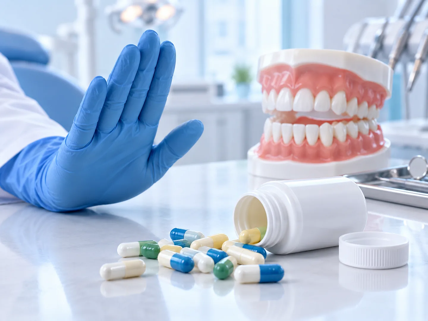 Tự uống kháng sinh sau khi cạo vôi răng có thể gây hại gì?